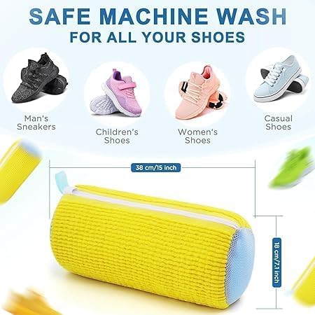 Image of Shoe Washing Machine Laundry Bag, Fluffy Fiber Cleaner Pouch, Washer Use Protective Cover, Sneakers Boots Deep Clean Without Damage, Durable Mesh Design Holder Bifold Compact Wallet (Pack of 1)