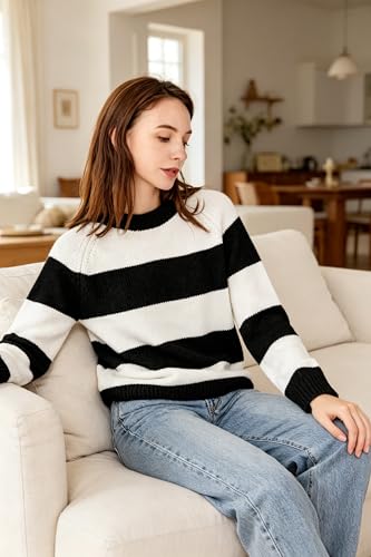 Image of Simple&Opulence Women's Chenille Sweater Crewneck Long Sleeve Pullover Ribbed Cuff Hem Round Neck Jumper Tops
