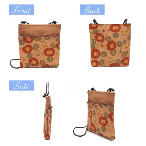 Crearekiki Made in Japan Shoulder Bag for Women Lightweight Persimmon Shibu Dyed 2 Zipper Pochette Birthday Present KS-111us4