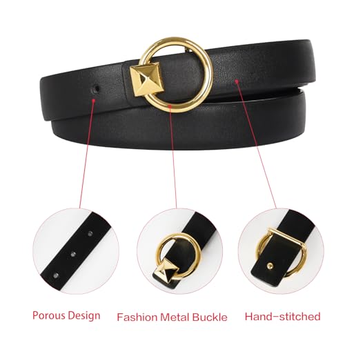 Image of Aurolran Women's Leather Belt with Buckle - Ideal for Dresses, Jeans, and Coats