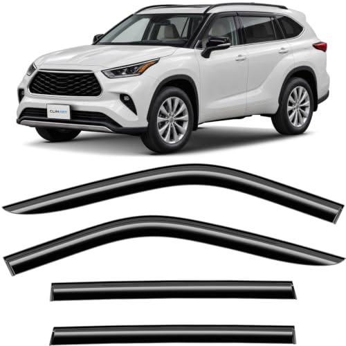 CLIM ART Incredibly Durable Rain Guards for Toyota Highlander 2020-2026, Original Tape-on Window Deflectors, Vent Deflector,Window Visors, Car Accessories, 4pcs. - 420070