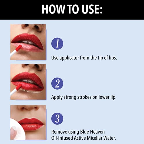 Image of Blue Heaven Non Transfer Matte Lip Color, Long Lasting upto 8 hrs, Light Weight & Smudge Proof, Non Transfer Liquid Lipsticks for Women, 203, 2.8ml