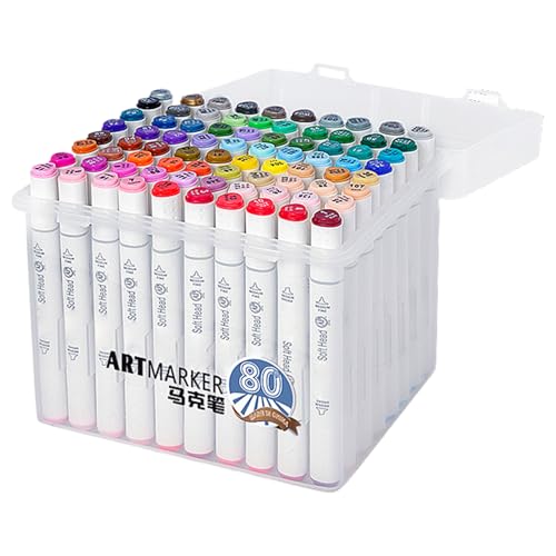 Feutres coloriage double pointe 80 couleurs à encre propre anti-bavure