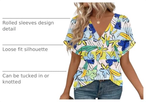 Image of T Shirts Short Sleeve V Neck Tees Womens Tops Beach Vacation Fashion Clothes 2026 Casual Summer Spring Fall Outfits
