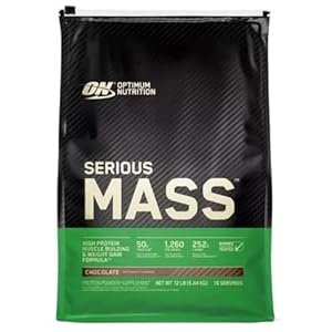 Optimum Nutrition Serious Mass Protein Powder High Calorie Mass Gainer with Vitamins, Creatine and Glutamine, Chocolate, 16 Servings, 5.45 kg