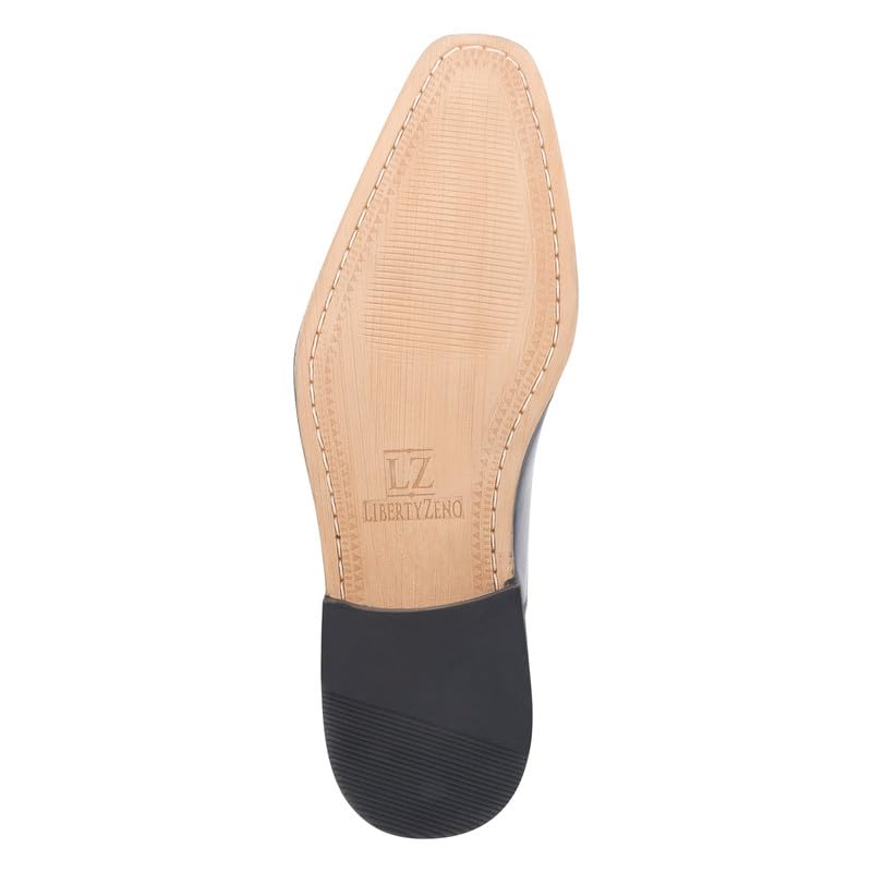 Image of LIBERTYZENO Mens Tread Design & Plain Genuine Leather Lace Up Oxford Dress Shoes for Easter Gift