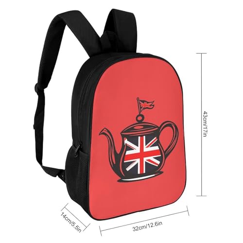 England Tea Lover Travel Backpack 17 Inch Casual Daypack Shoulder Bag with Adjustable Shoulder Straps2