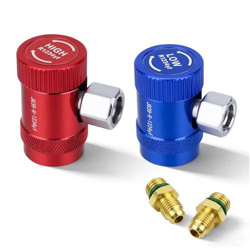 R1234yf Quick Coupler Adapter Kit Quick Connect R1234yf Adapters & AC Hose Fitting Connectors High/Low R1234yf Adapter for Air Conditioning Evacuation and Recharging Conditioning Line Repair Tools