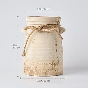SIDUCAL Ceramic Decorative Flower Vase, 8 Inch Rustic Distressed Pottery Decorative Flower Vase for Home Decor, Ideal Shelf Decor, Bookshelf, Mantle, Entryway, Living Room, Table Decor SIDUCAL Ceramic Decorative Flower Vase 8 Inch Rustic Distressed Pottery Decorative Flower Vase for Home Decor Ideal Shelf Decor Bookshelf Mantle Entryway Living Room Table Decor