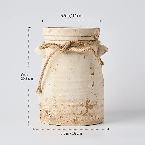 SIDUCAL-Ceramic-Decorative-Flower-Vase-8-Inch-Rustic-Distressed-Pottery-Decorative-Flower-Vase-for-Home-Decor-Ideal-Shelf-Decor-Bookshelf-Mantle-Entryway-Living-Room-Table-Decor SIDUCAL Ceramic Decorative Flower Vase 8 Inch Rustic Distressed Pottery Decorative Flower Vase for Home Decor Ideal Shelf Decor Bookshelf Mantle Entryway Living Room Table Decor