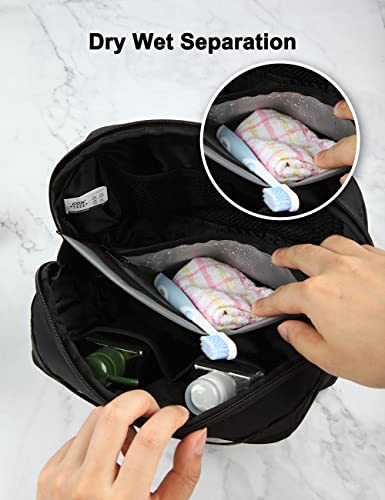 GOX Mens Toiletry Bag, Dry Wet Separate Travel Bag, Dopp Kit Case For Travel, Small Hanging Cosmetics Organizer Pouch (Black)4