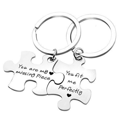 SEIRAA Couples Puzzle Keychain You Are My Missing Piece You Fit Me Perfectly Set Of Two