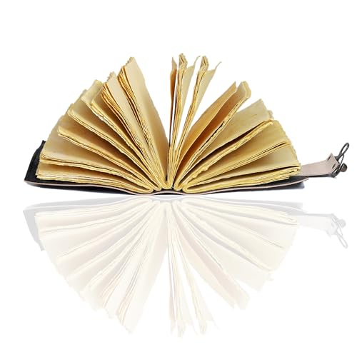 Livro de feitiços de couro encadernado com borda de baralho, papel Grimório impresso, caderno espira