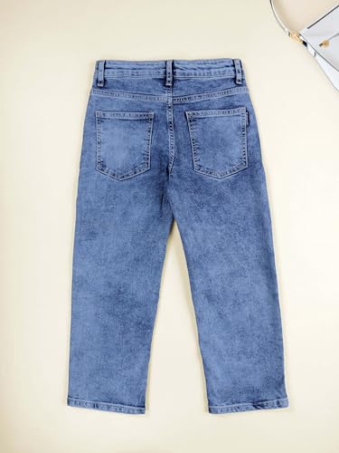 Image of KiddoPanti Girls Solid Waist Elasticated Straight Fit Jeans
