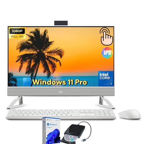 Image of Dell 27 inch All-in-One Desktop Computer - 27 inch FHD IPS Touchscreen, Intel 10-Core 7 150U, NVIDIA GeForce MX570A, 64GB RAM + 2TB SSD, Wi-Fi 6E, Windows 11 Pro PC for Business, W /Accessory Set