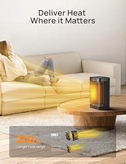 DREO Space Heaters for Indoor Use, 1500W Electric Heater for Bedroom Home Office, Safe PTC Ceramic Heater with Thermostat, Portable Heaters with Remote, 70°Oscillation, 12H Timer, 5 Modes