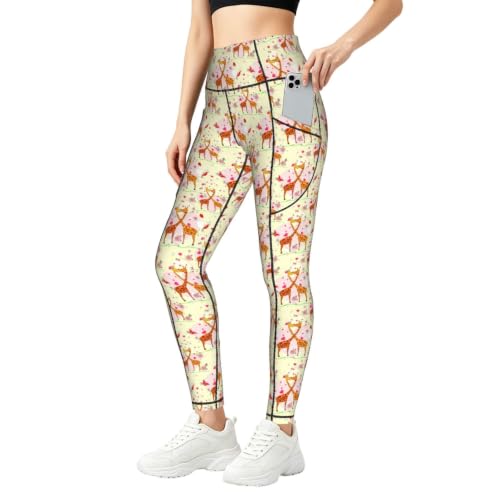 Pantalon de yoga femme imprimé cœur et papillon pour sport et gym douce
