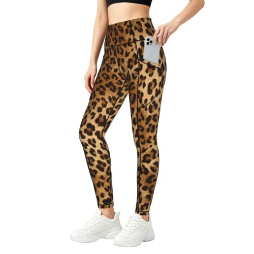 Pantalones de yoga de leopardo opacos y con bolsillos para máxima libertad al correr