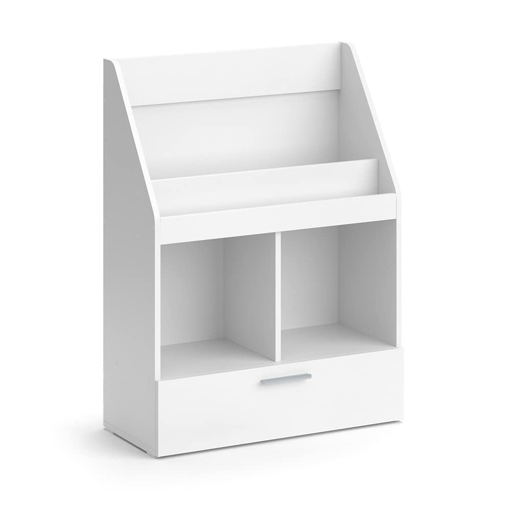 Vicco Libreria bambini Luigi, Bianco, 72 x 96.2 cm con cassetto, adatto per riporre giocattoli e libri