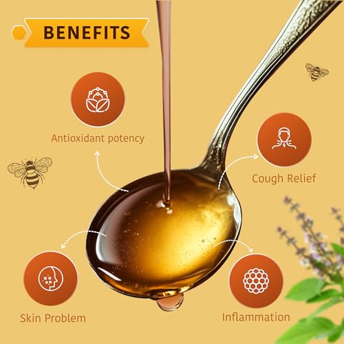 Image of NIYAMAYA Van Tulsi Honey 250 gm, 100% Pure Natural Honey | Unprocessed Honey Raw Organic, Single Origin Basil Honey, Chemical Free, No Sugar, No Adulteration
