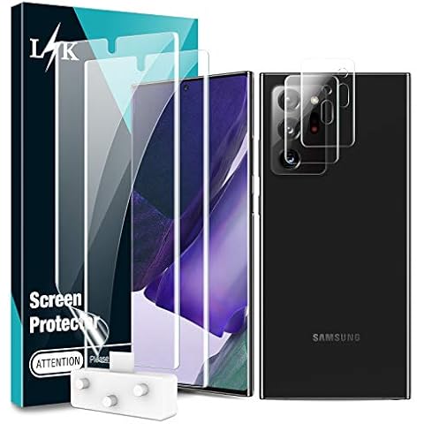 LϟK 4 Pack Screen Protector for Samsung Galaxy Note 20 Ultra 5G with 2 Pack TPU Screen Protective Film and 2 Pack Camera Lens Protector - Bubble Free Ultrasonic Fingerprint High Definition Cover