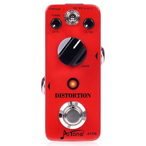 AITONE Pedal de distorsión Mini Pedales de efecto guitarra eléctrica con 2 modos True Bypass (AT-05)