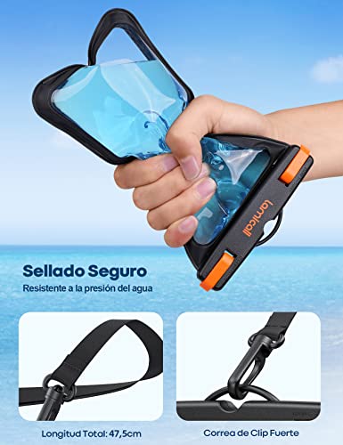 Lamicall Funda Impermeable Móvil - [2 Unidades] IPX8 Bolsa Impermeables Móvil, Cuerda Desmontable y Ajustable, Funda Móvil Estanca para iPhone 17 16 15 14 13 12, Samsung, Huawei, hasta 7" - imagen 4
