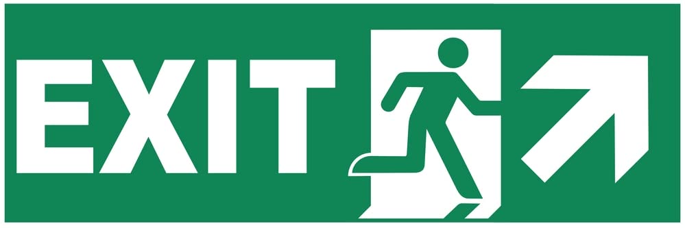 Exit Run Right Top Sign Board 12X4 Inch Weather Protected 3mm Eco Friendly Sticker Board, Pack of 1