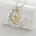 POWER WING Mom Necklaces for Women I Love You to The Moon and Back Moon&Star Pendant Necklace Birthday Gifts for Mom Mothers Day Gifts for Women