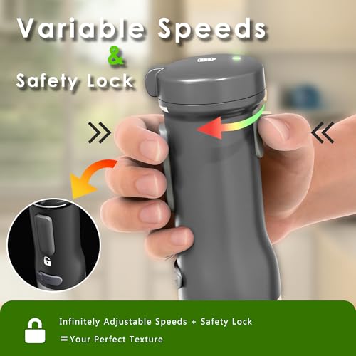Cordless Immersion Hand Blender, 5-in-1 Variable Speed blender handheld,Rechargeable with 2000mAh Battery, BPA-Free & Dishwasher-Safe Accessories:700ml Beaker,Chopper,Whisk & Milk Frother,Grey image 3