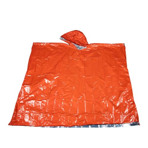 Mikikit Poncho de Emergencia Reflectante Naranja Manta Térmica de Supervivencia Ligera y Portátil Ponchos Lluvia Resistentes para Senderismo Camping y Actividades al Aire Libre