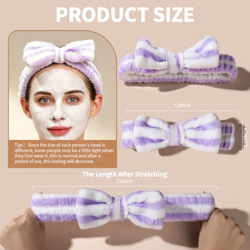 Teenitor 5pcs Makeup Headband with Removable Bow, Spa Headband for Washing Face for Teen Girls Women, Gifts Basket for Teens Girls Party, Skin Care Washing Hairband