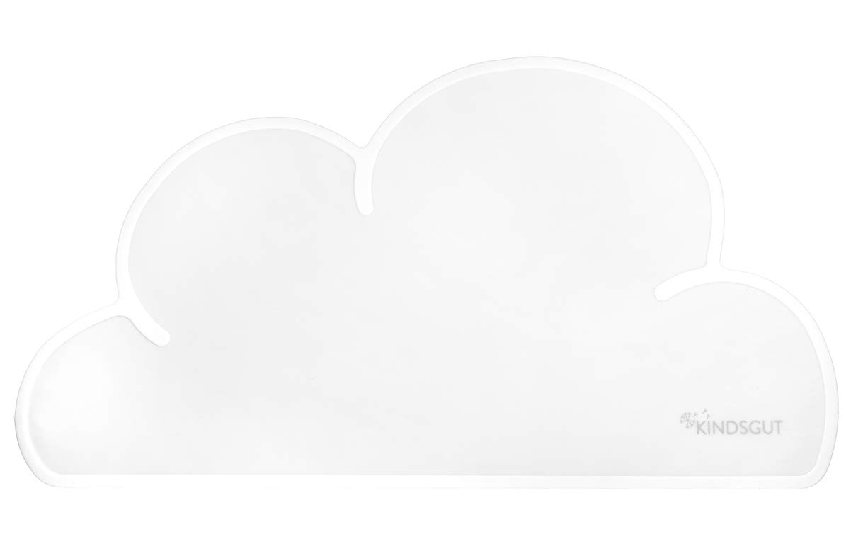 Kindsgut - Salvamantel Infantil en Forma de Nube, Mantel Individual, Base con diseño Infantil y Colores sutiles, sin BPA, Blanco