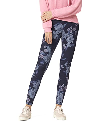 HUE Women's Reversible Denim High Rise Leggings Hosiery, Tonal Floral, S