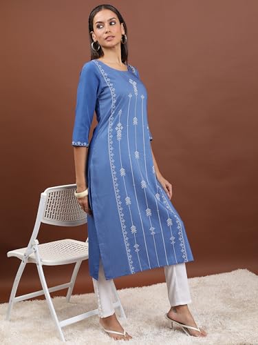Image of Ketch Polyester Women's Regular Fit Three-Fourth Sleeve Kurta