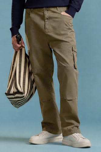 Image of Vogaan Men's Cotton Cargo Pants | Casual Trousers for Men | Comfortable Lower for Men | Breathable Pants with 6 Pockets