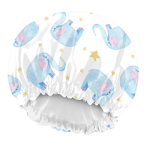 Image of Kids Satin Sleep Cap, Double Layer Reversible Sleeping Bonnet Slouchy Beanie Slap Hat Adjustable Hair Cover for Night Sleep for Boys Girls Toddler Children Baby Cute Baby Elephant