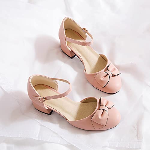 Big Kids Children Girls Closed Toe Heeled Thick High Heels Princess Shoes Wedding Daily 12 Sandals4