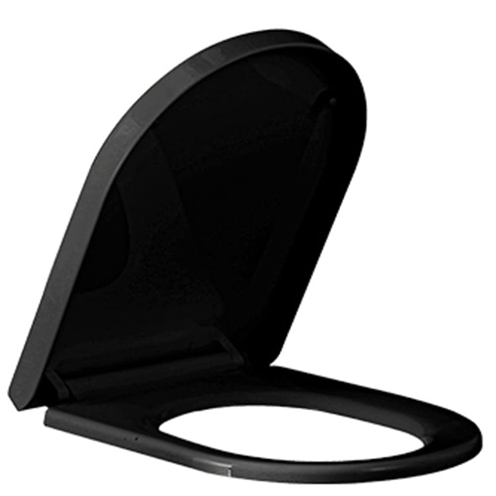 YUZGUHEY Toilet lid Cover,Soft Close Oblong Seats Quick,with Grip-Tight Bumpers(V Black)