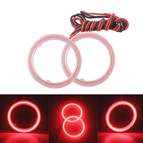 Qasim 1 coppia di LED COB Fari Angel Eyes con Guscio di Plastica 70MM 60SMD Rosso Anello Halo Occhi per Auto Moto DRL Luce di Marcia Diurna Faro Fendinebbia DC12V