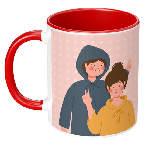 Image of NH10 Designs Raksha Bandhan Gifts Printed Mug with Keychain Best Rakhi Combo Gift for Brother & Sister Rakshabandhan Return Gifts for Sister White 350ml Coffee Mug(Pack of 5)(Combo Set)(RMCKRCG407)