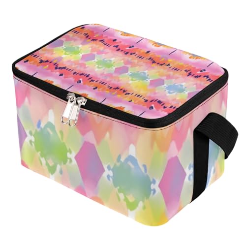 GzLeyigou Lunch Bags for Women Men 9 Cans,Tie Dye Hot & Cold Food Delivery Bag Insulated Grocery Bag Insulated Lunch Box Colorful Cooler Bag for Office Work Picnic Beach