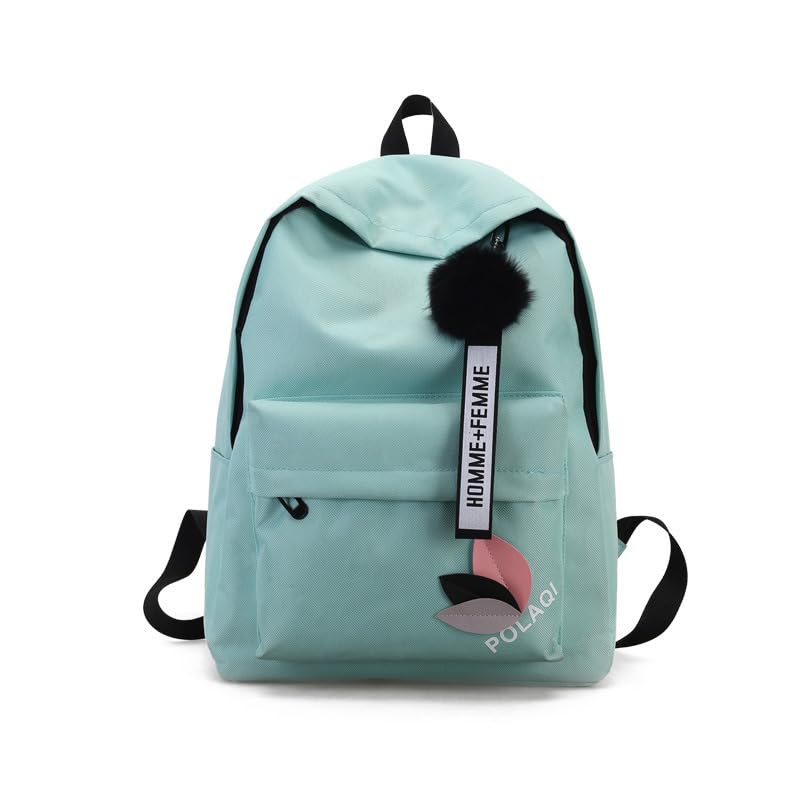 Mochila Feminina Escolar de Lona Estilo Coreano, Mochila Universitária e Bolsa Escolar Feminina, Mochilas Femininas para Viagem, Avião e Dia a Dia, Estampa Fofa Inspirada no Estilo Mori (Verde)