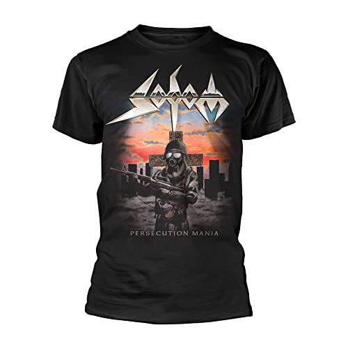 Sodom Persecution Mania Homme T-Shirt Manches Courtes Noir 100% Coton Regular/Coupe Standard