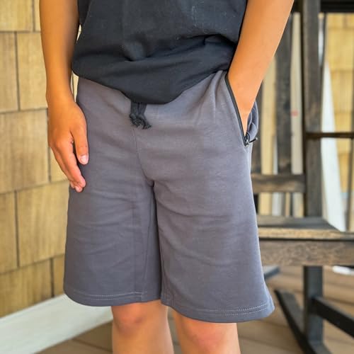 BIG ELEPHANT Kids Casual Shorts with Zipper Pockets and Drawsting, Youth Boys Athletic Shorts for Running Playing3