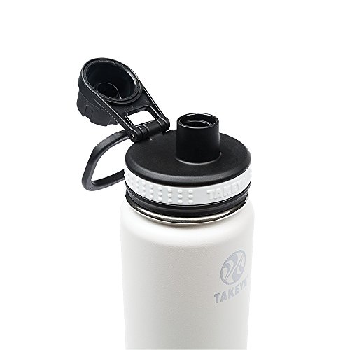 Image of Takeya Originals 18 oz Vacuum Insulated Stainless Steel Water Bottle - Leakproof & BPA-Free Spout Lid - Keeps Drinks Cold 24 Hrs /Hot 12 Hrs - Double-Wall Design - Ideal for Active Lifestyles, White