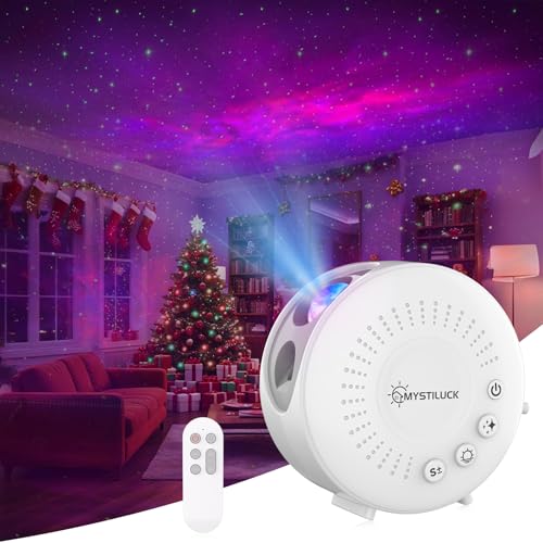 MYSTILUCK Proyector LED de Estrellas y Galaxia, Luz Nocturna para Niños y Adultos, con Temporizador, Control Remoto y Regulación RGB, Lámpara Proyector de Ambiente, Regalos para Cumpleaños y Navidad