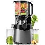Cold Press Juicer, 5.8' Wide Feed Chute, Supports Fruit & Vegetable,High Juice Yield & Easy to Clean, Extractor Machine with 400W, Black Gray