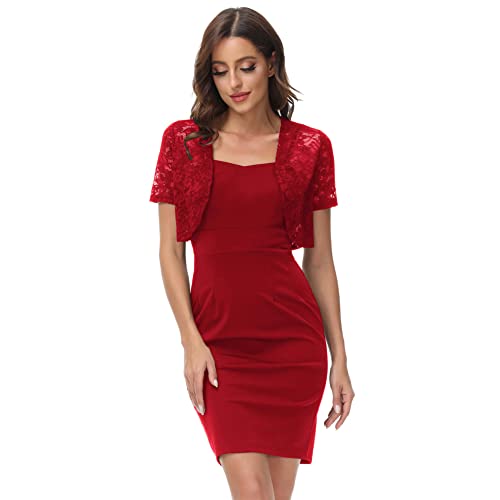 GRACE KARIN Damen Sommer Knielang Rot Hüftkleid Vintage Anzugskleider...