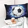 SNAPMADE 30" x 20" Boys Men Blue Throw Pillow Covers with Soccer Ball Printed Pillowcases for Sports Teens Kids Adults, Soft Cushion Covers Home Decor for Couch Bed Sofa Bedroom Car #1